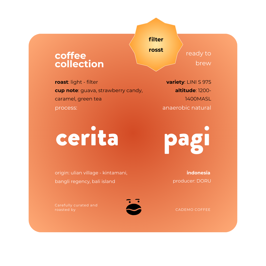 Cerita Pagi | Anaerobic natural filter roast | Cademo Coffee | Single origin 250gr